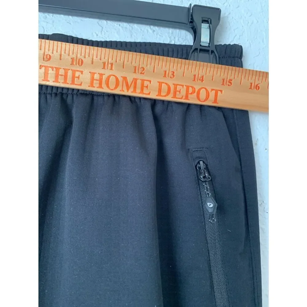 Baleaf Men’s Black Bike Cycling Pants Elastic Waist Pockets/Zip Logo Size L